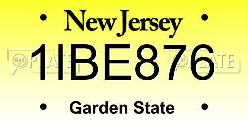 1IBE876 New Jersey License Plate