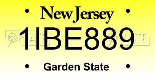 1IBE889 New Jersey License Plate