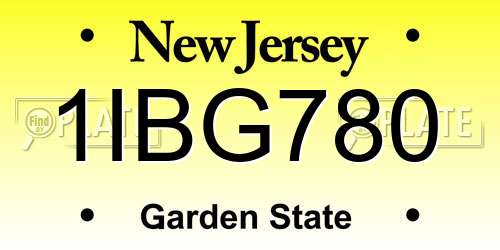 1IBG780 New Jersey License Plate