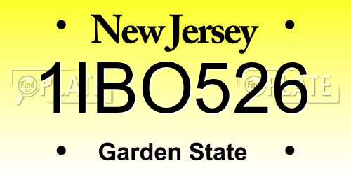 1IBO526 New Jersey License Plate