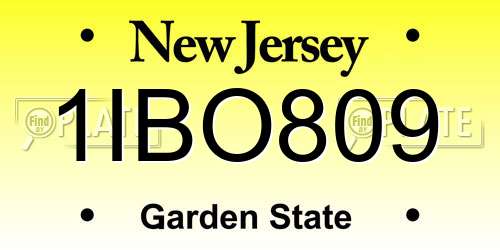 1IBO809 New Jersey License Plate