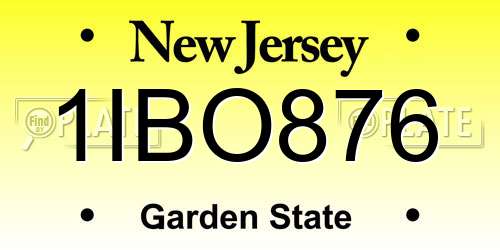 1IBO876 New Jersey License Plate