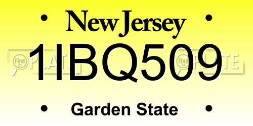 1IBQ509 New Jersey License Plate
