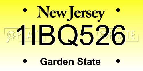 1IBQ526 New Jersey License Plate