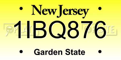 1IBQ876 New Jersey License Plate