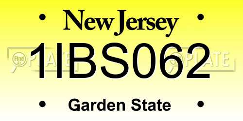 1IBS062 New Jersey License Plate