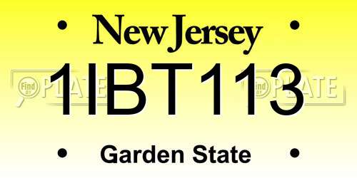 1IBT113 New Jersey License Plate