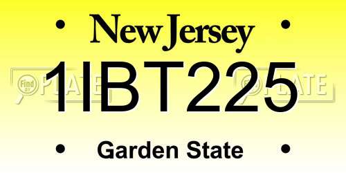 1IBT225 New Jersey License Plate