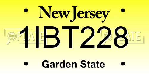 1IBT228 New Jersey License Plate