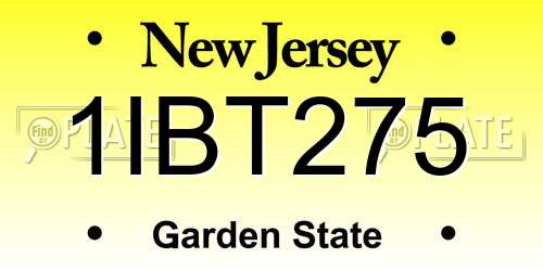 1IBT275 New Jersey License Plate