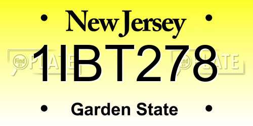 1IBT278 New Jersey License Plate