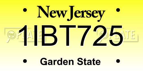 1IBT725 New Jersey License Plate