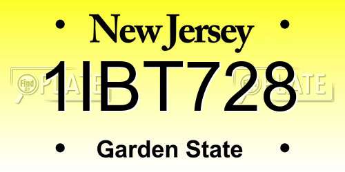 1IBT728 New Jersey License Plate