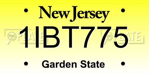 1IBT775 New Jersey License Plate