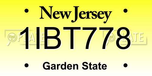 1IBT778 New Jersey License Plate