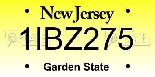 1IBZ275 New Jersey License Plate