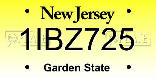 1IBZ725 New Jersey License Plate