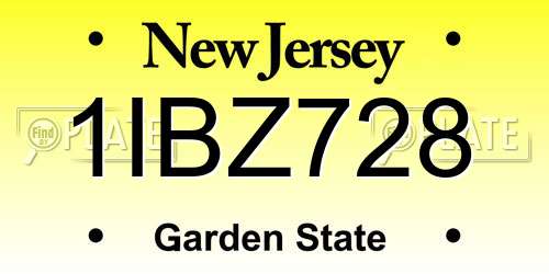 1IBZ728 New Jersey License Plate