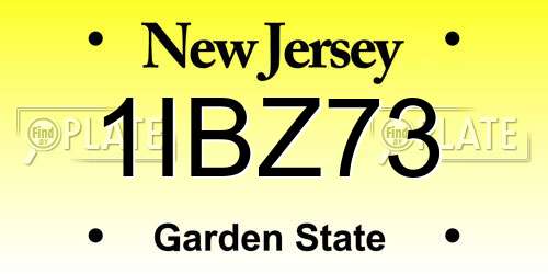 1IBZ73 New Jersey License Plate