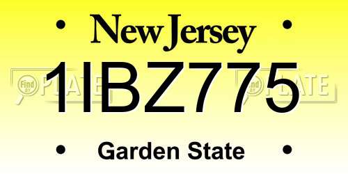 1IBZ775 New Jersey License Plate