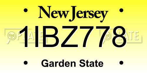 1IBZ778 New Jersey License Plate