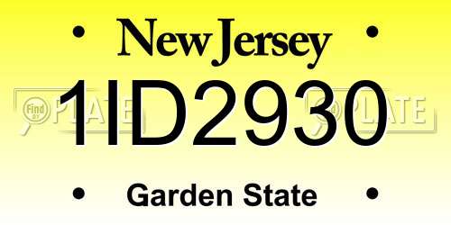 1ID2930 New Jersey License Plate