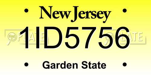 1ID5756 New Jersey License Plate