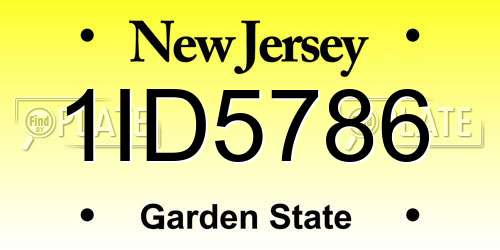 1ID5786 New Jersey License Plate