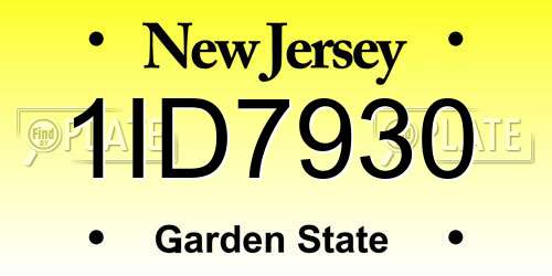 1ID7930 New Jersey License Plate