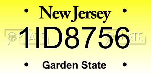 1ID8756 New Jersey License Plate