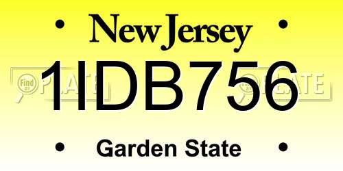 1IDB756 New Jersey License Plate