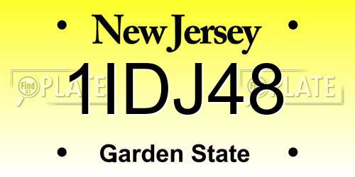 1IDJ48 New Jersey License Plate