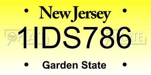 1IDS786 New Jersey License Plate