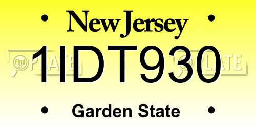 1IDT930 New Jersey License Plate