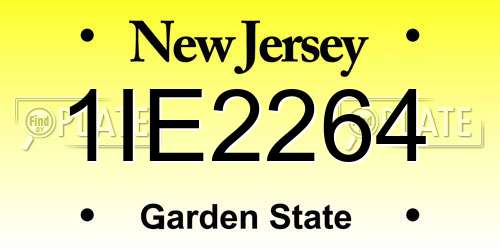 1IE2264 New Jersey License Plate
