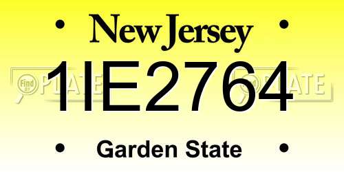 1IE2764 New Jersey License Plate