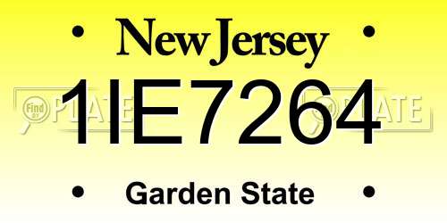 1IE7264 New Jersey License Plate