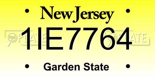 1IE7764 New Jersey License Plate