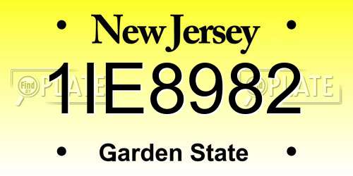 1IE8982 New Jersey License Plate