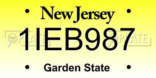 1IEB987 New Jersey License Plate