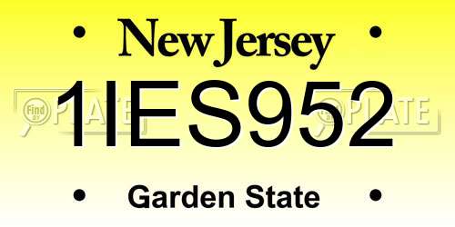 1IES952 New Jersey License Plate