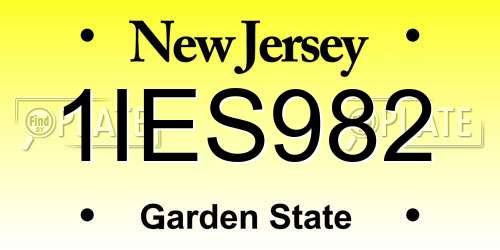 1IES982 New Jersey License Plate