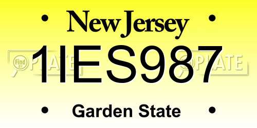 1IES987 New Jersey License Plate