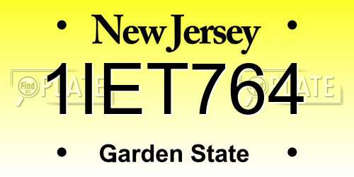 1IET764 New Jersey License Plate