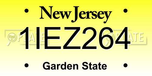 1IEZ264 New Jersey License Plate