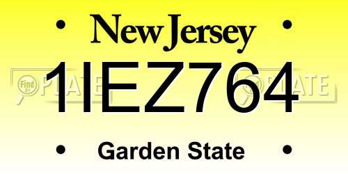 1IEZ764 New Jersey License Plate