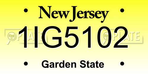 1IG5102 New Jersey License Plate
