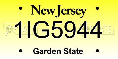 1IG5944 New Jersey License Plate