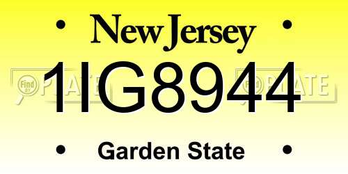 1IG8944 New Jersey License Plate
