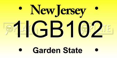 1IGB102 New Jersey License Plate
